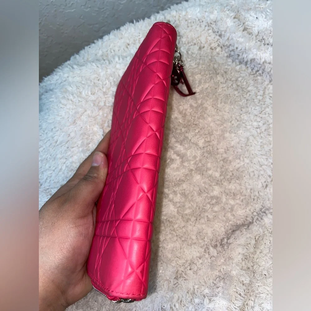 Cannage lady Dior long zipper wallet lambskin pink